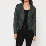 Blouson simili cuir col revers bord coté S6571