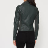 Blouson simili cuir col revers bord coté S6571