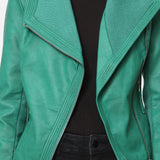 Blouson simili cuir col revers bord coté S6571