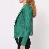 Blouson simili cuir col revers bord coté S6571