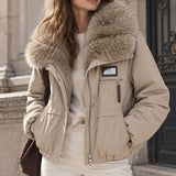 Veste matelassée col effet fourrure