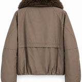 Veste matelassée col effet fourrure