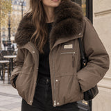 Veste matelassée col effet fourrure