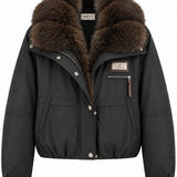 Veste matelassée col effet fourrure