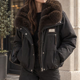 Veste matelassée col effet fourrure