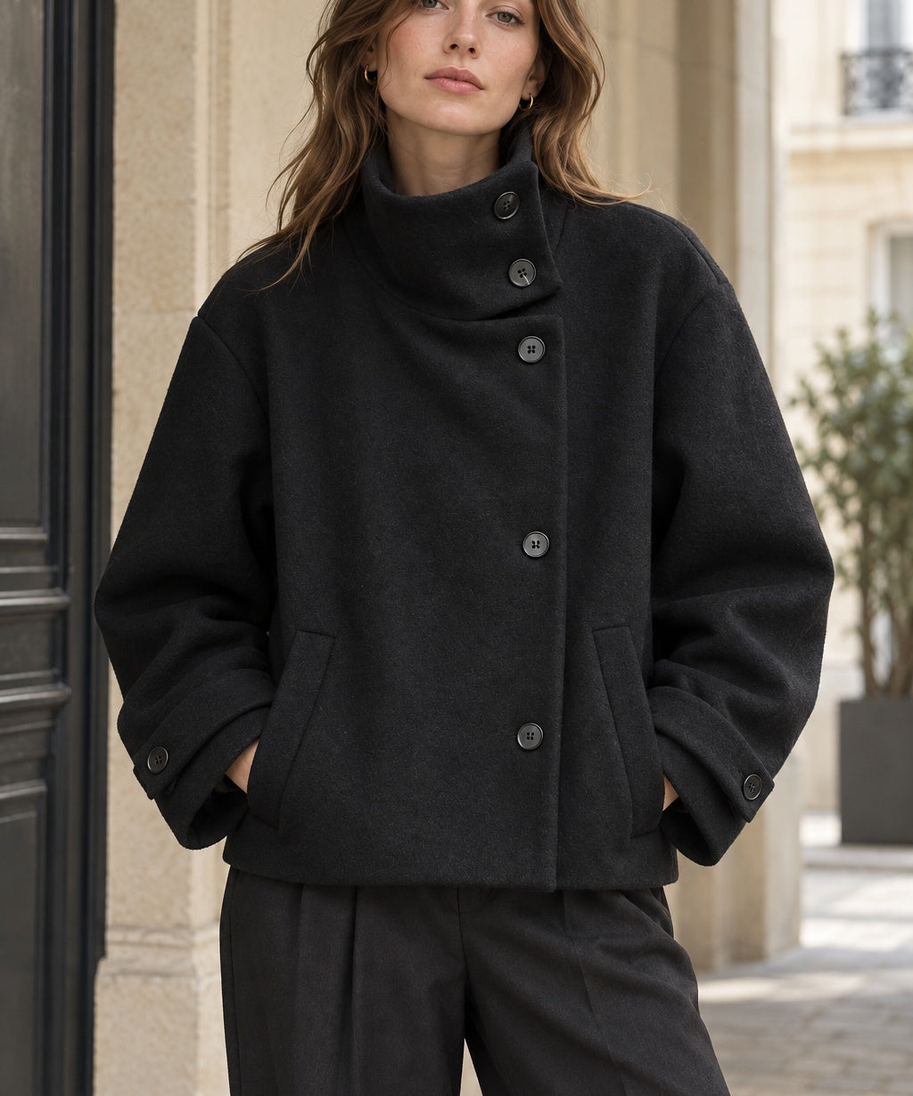 Veste col montant en drap de laine