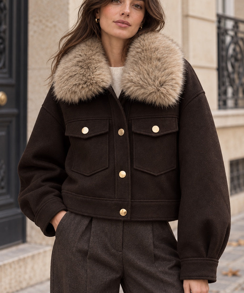 Veste col fourrure amovible