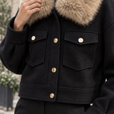 Veste col fourrure amovible