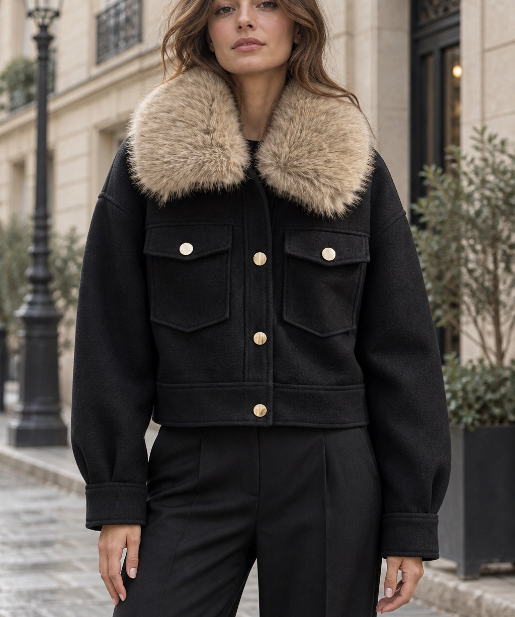 Veste col fourrure amovible