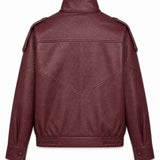 Veste simili cuir col montant