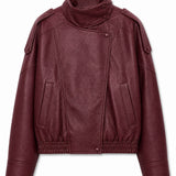 Veste simili cuir col montant