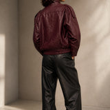 Veste simili cuir col montant