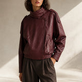 Veste simili cuir col montant