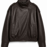Veste simili cuir col montant