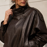 Veste simili cuir col montant