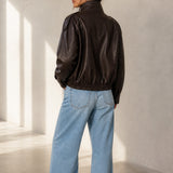 Veste simili cuir col montant