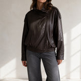 Veste simili cuir col montant