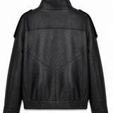 Veste simili cuir col montant