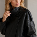 Veste simili cuir col montant