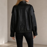 Veste simili cuir col montant