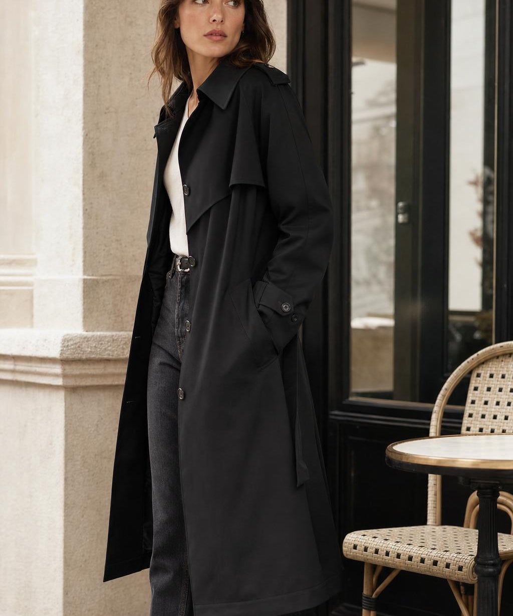 Trench mi-saison Arielle couleur Noir - Softy Paris