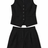 Ensemble gilet-short lin mélangé Maëlle