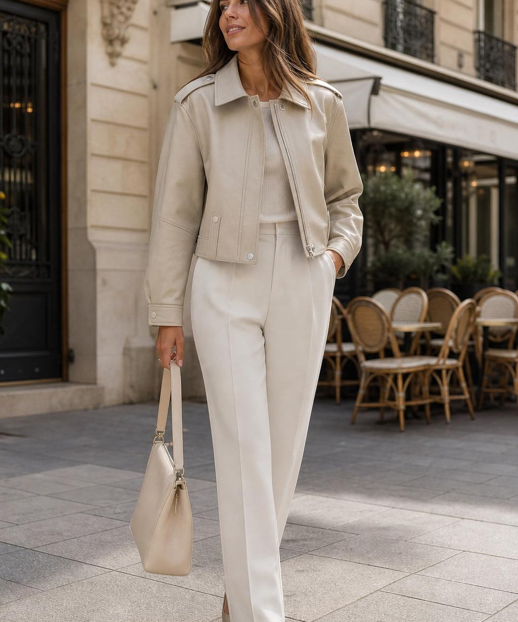 Veste similicuir col montant Sixtine