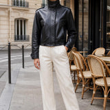 Veste similicuir col montant Sixtine