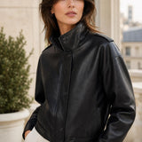 Veste similicuir col montant Sixtine
