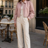 Veste similicuir col montant Sixtine