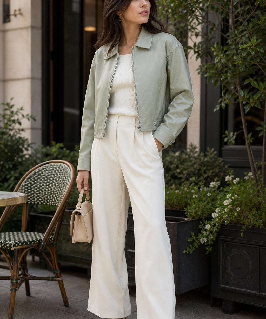 Veste similicuir col montant Sixtine