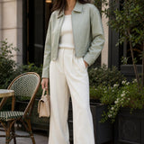 Veste similicuir col montant Sixtine