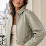 Veste similicuir col montant Sixtine