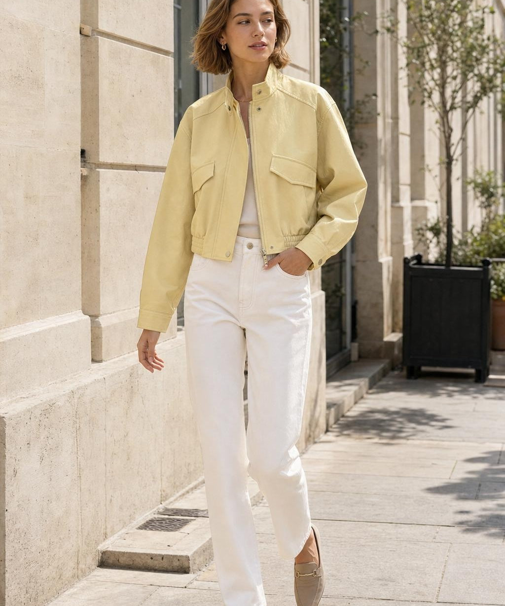 Veste similicuir col montant Quitterie