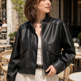 Veste similicuir col montant Quitterie