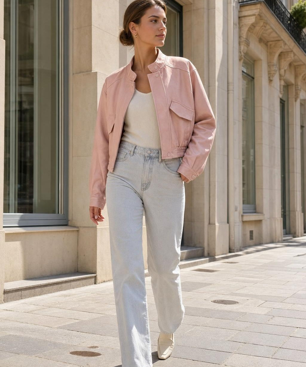 Veste similicuir col montant Quitterie