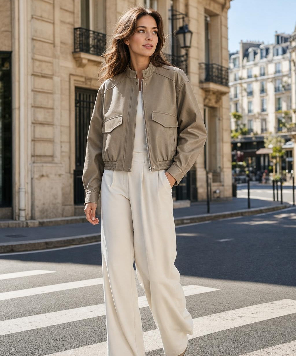 Veste similicuir col montant Quitterie